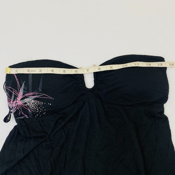 BILLABONG Womens Size 12 Black Pink Floral 100% Rayon Strapless Dress NEW - Picture 10 of 12